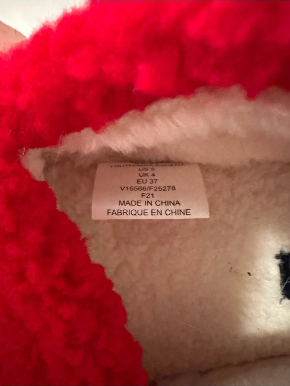 Lands' End Red Plush Slip-On Slippers. US 5